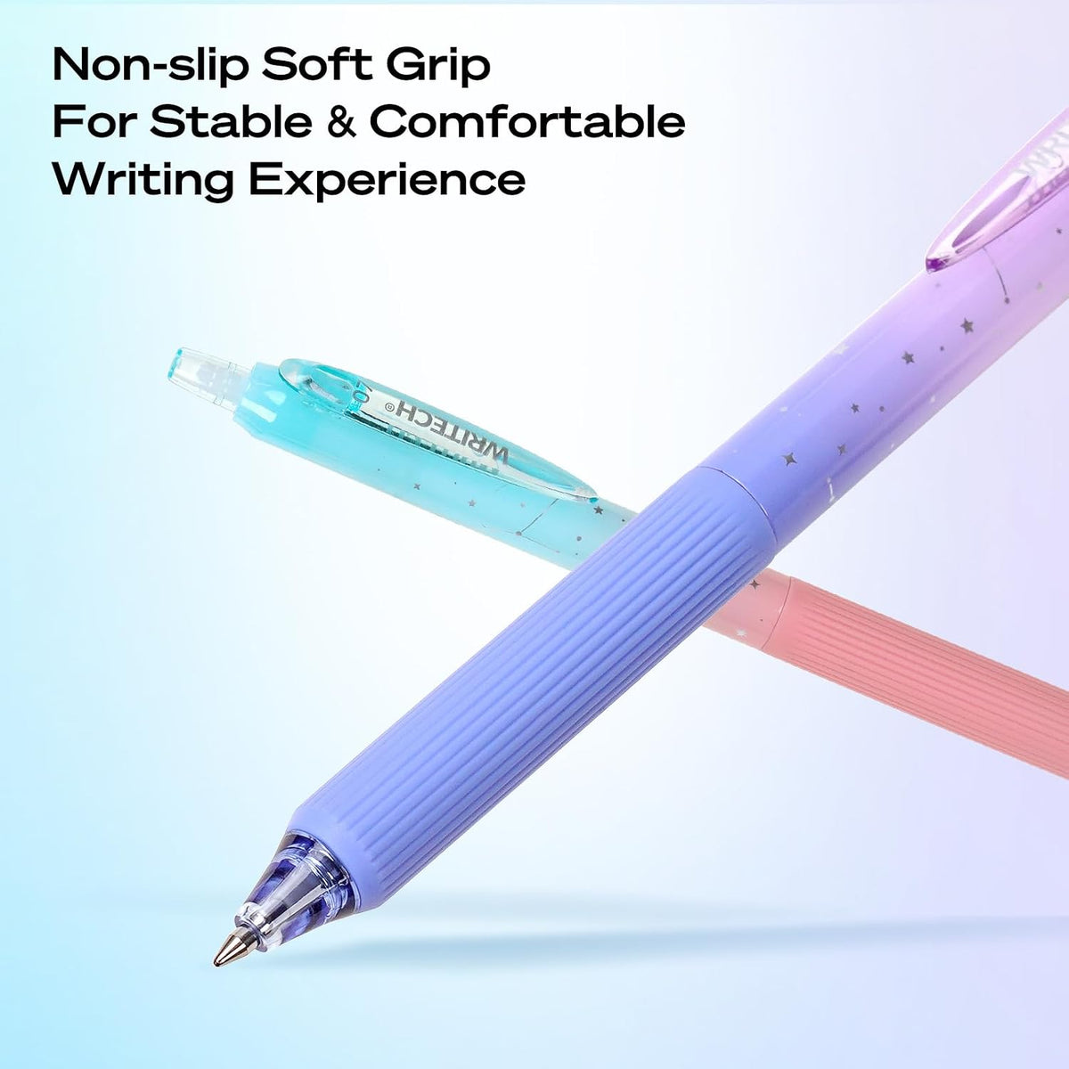 Silent Click Quick-Dry Gel Pens (0.7mm Medium Point, Black Ink)