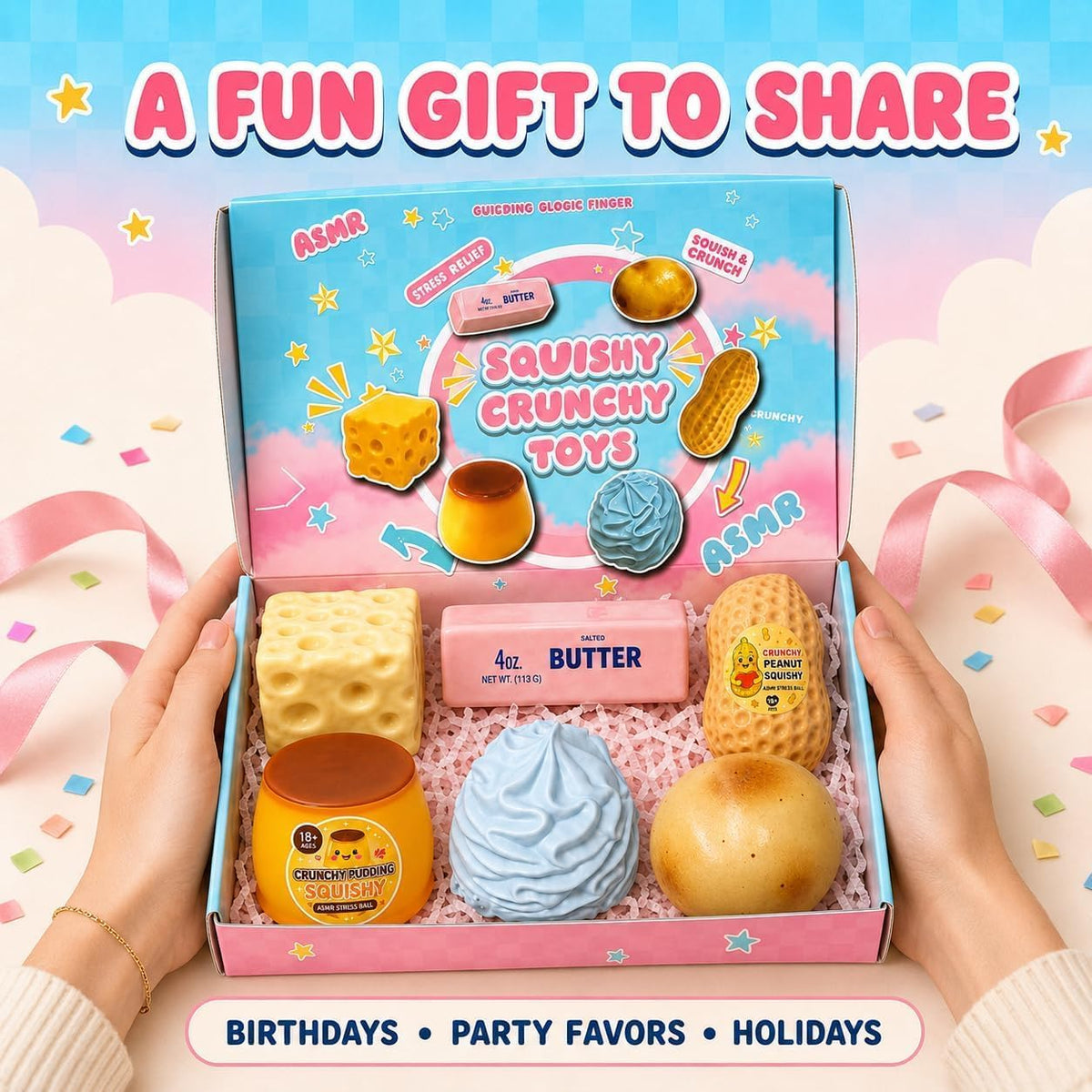 Crunchy ASMR Squishy Set - Block-Filled Sensory Toys for Satisfying Squeeze & Crunch