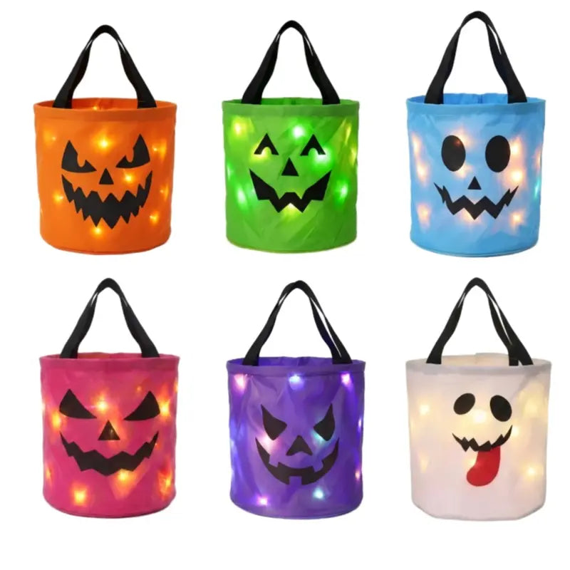 Halloween LED Light Candy Pumpkin Candy Bucket Sets