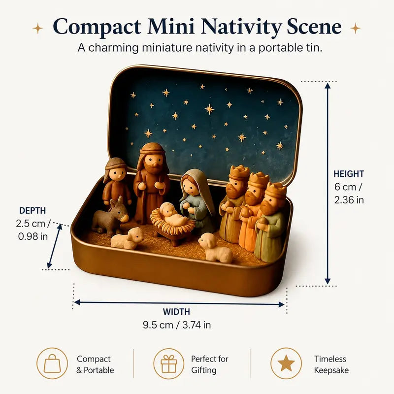Pocket-Size Nativity Set – Tiny Storage Box For Christmas Display Anywhere