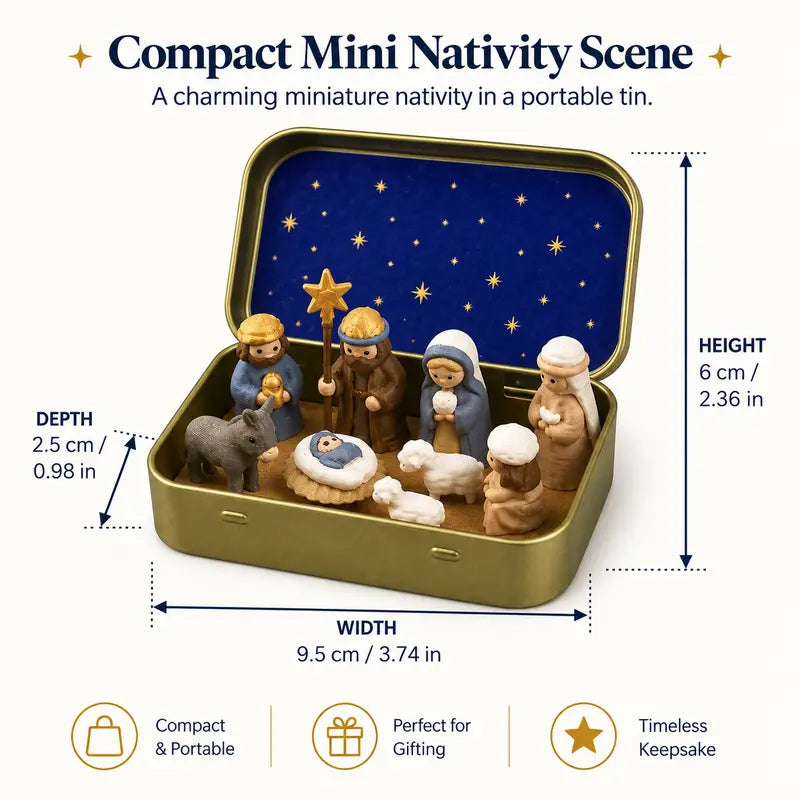 Pocket-Size Nativity Set – Tiny Storage Box For Christmas Display Anywhere
