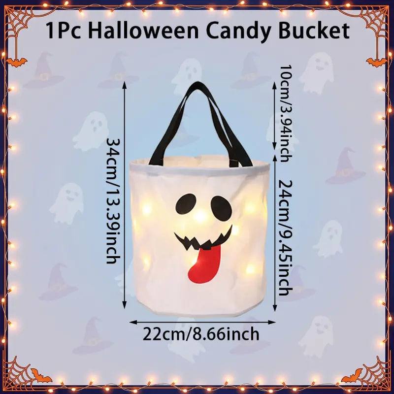 LED Halloween Candy Bucket - Light Up Pumpkin Bag For Magical Trick-Or-Treat Nights
