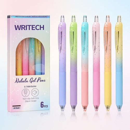 Silent Click Quick-Dry Gel Pens (0.7mm Medium Point, Black Ink)