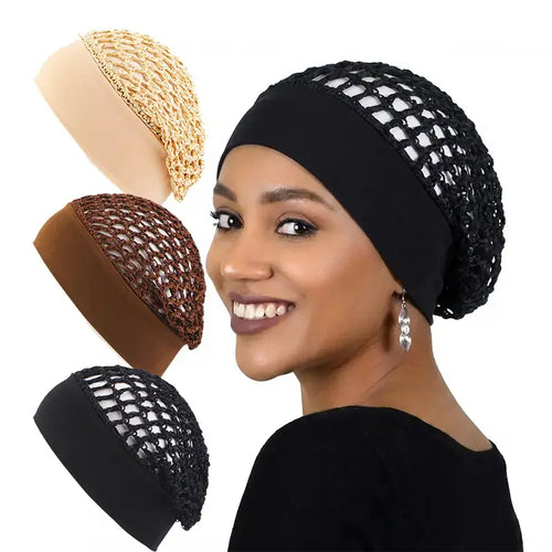 2-Piece Sleeping Cap Set - Wide Stretch Band For Comfortable Overnight Hair Protection