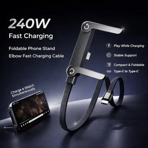 2-in-1 Charging Cable – Built-In Foldable Stand For Hands-Free Charging