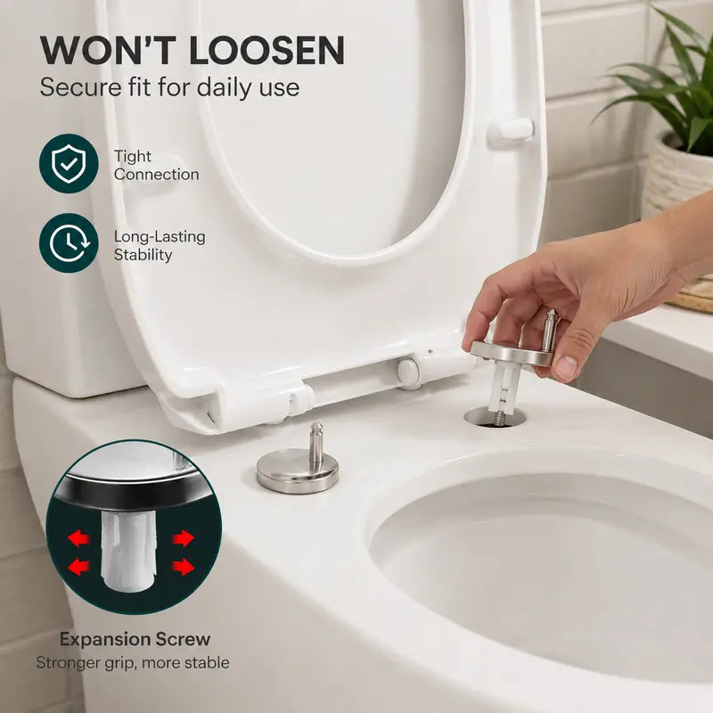 Toilet Seat Expansion Bolts - Top-Mount Lock for a Stable, Wobble-Free Seat