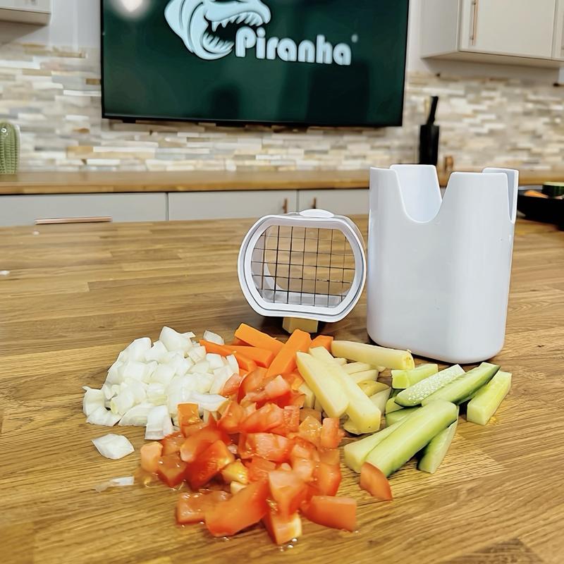 2-in-1 French Fry Cutter - Push-Down Grid Design For Perfect Homemade Fries