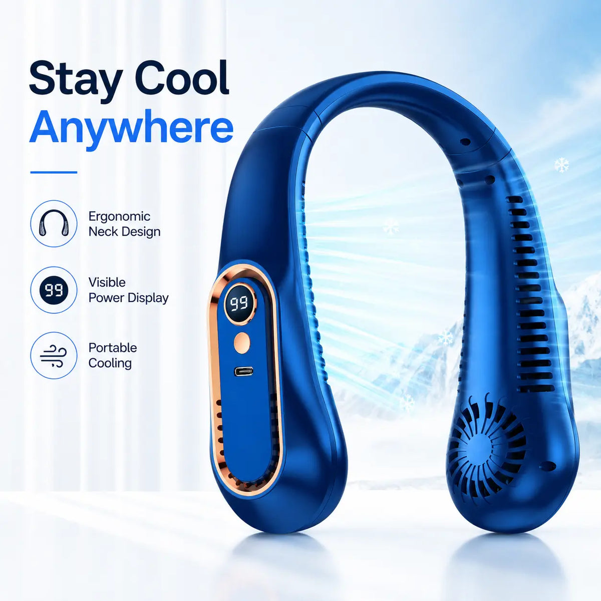 Portable Neck Fan - 5-Speed Hands-Free Cooling For Hot Days