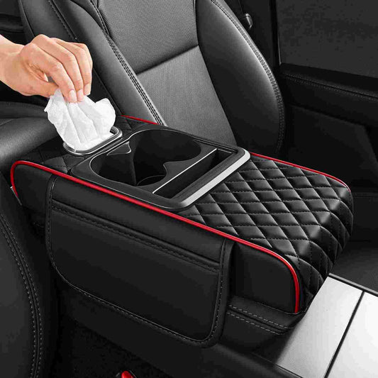 Multifunctional Nappa Leather Car Armrest Storage Pad - 2 Pack per Set