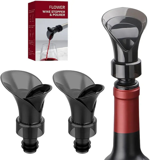 2-in-1 Petal Wine Pourer & Airtight Stopper - No Drips, Instant Freshness