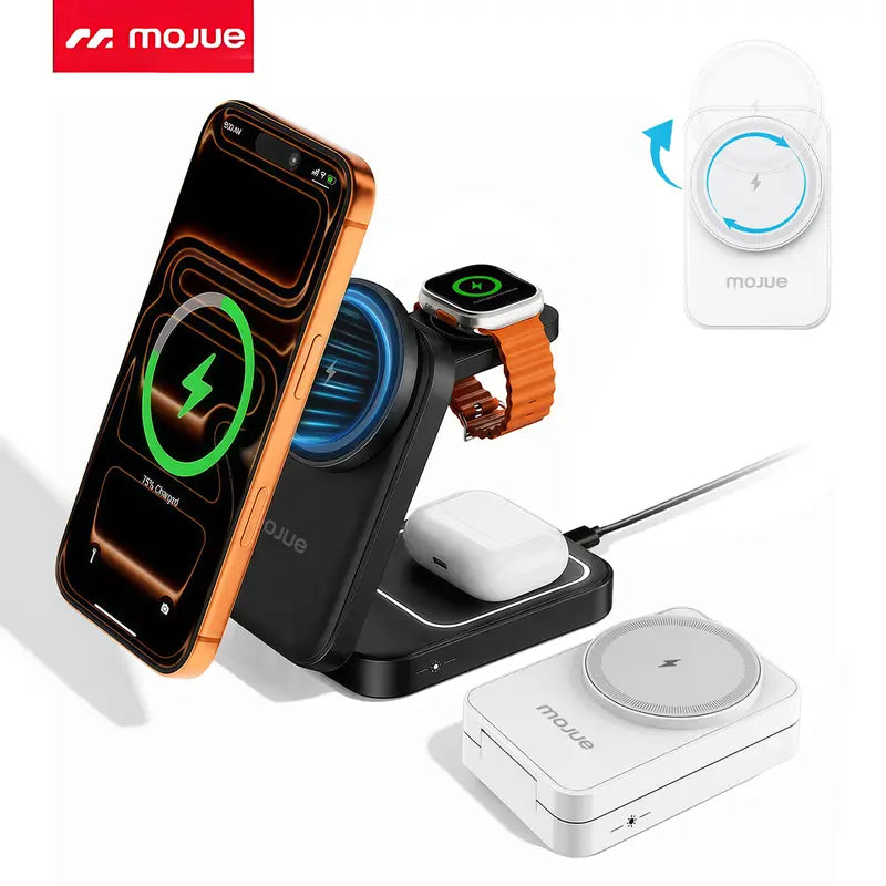 3-in-1 Foldable Wireless Charger - Qi2 15W Fast Charging For Everyday Essentials