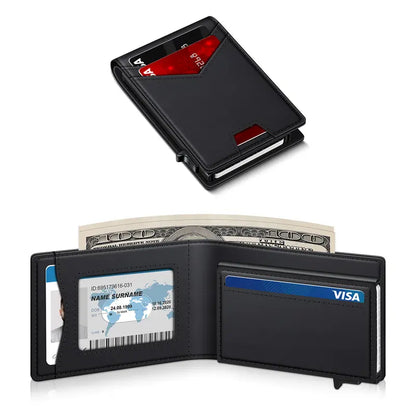 Slim RFID Pop-Up Minimalist Leather Wallet for Men