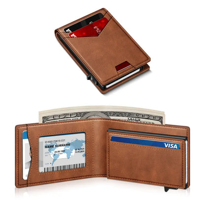 Slim RFID Pop-Up Minimalist Leather Wallet for Men