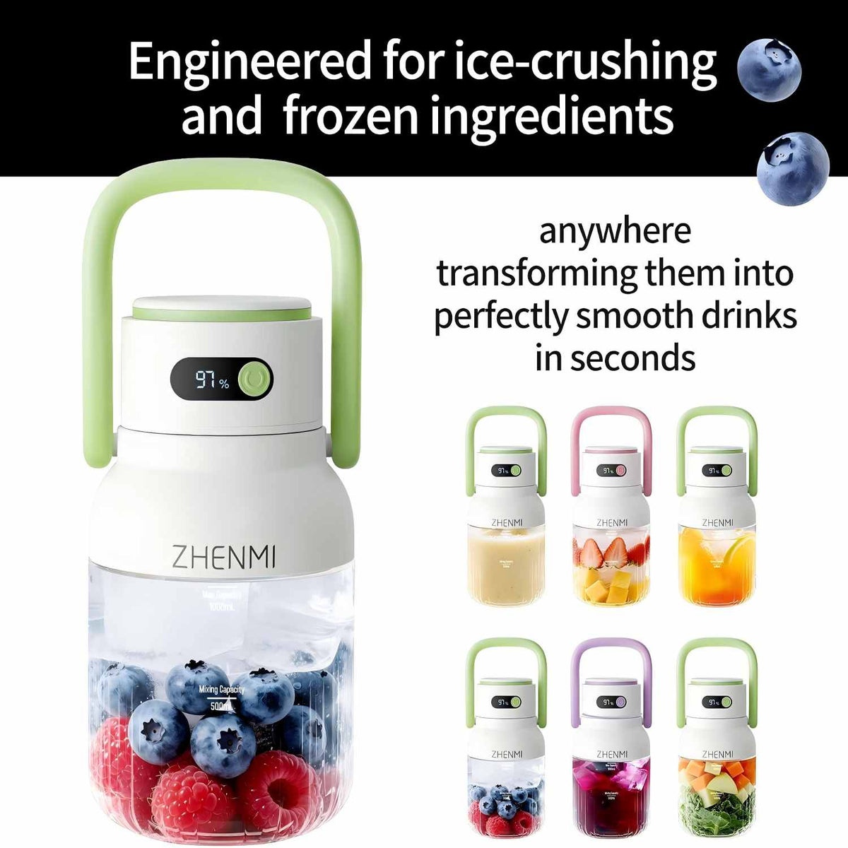 Cordless Blender – 33oz Two-Serving Capacity for Smoothies Anywhere