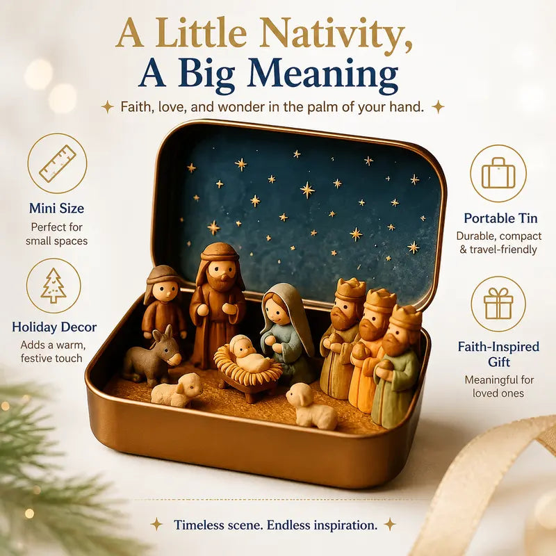 Pocket-Size Nativity Set – Tiny Storage Box For Christmas Display Anywhere