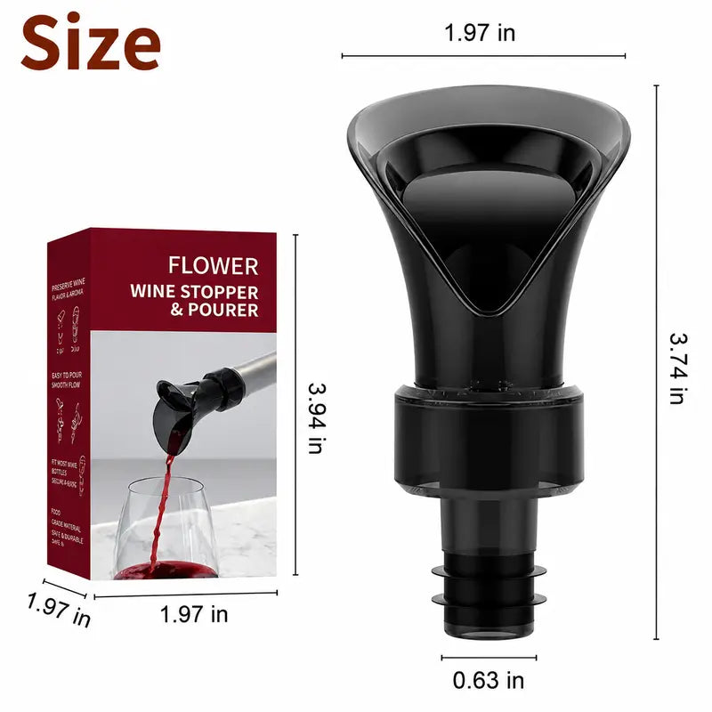 2-in-1 Petal Wine Pourer & Airtight Stopper - No Drips, Instant Freshness