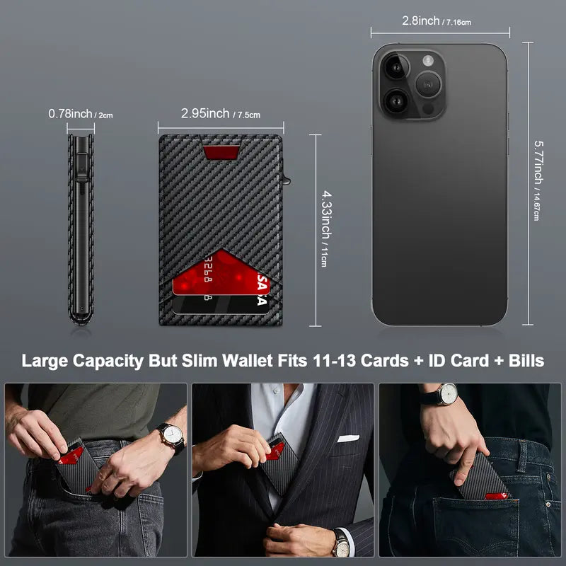 Slim RFID Pop-Up Minimalist Leather Wallet for Men