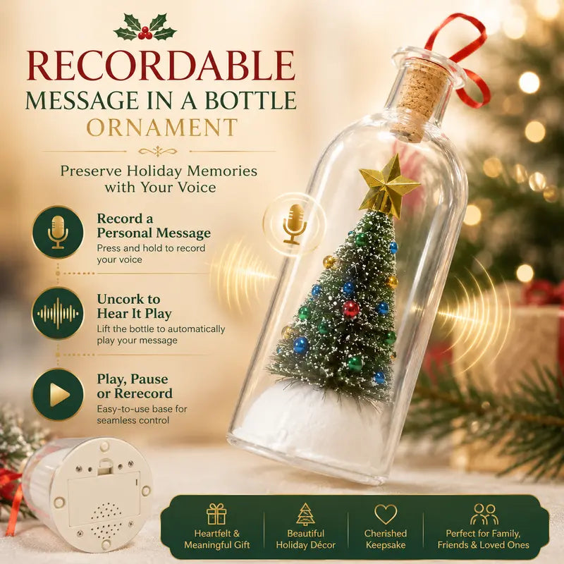 Recordable Christmas Message Bottle Ornament - Save Your Voice For A Meaningful Holiday Keepsake