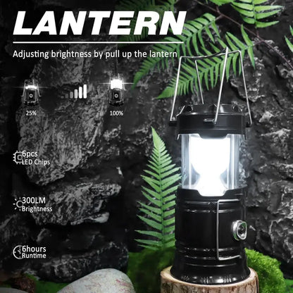 Ultra-Bright Solar Rechargeable LED Camping Lantern & Flashlight