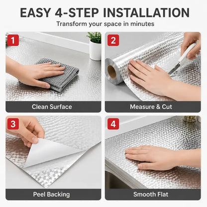 Aluminum Foil Kitchen Film - Peel-and-Stick Protection For Easier Grease Cleanup