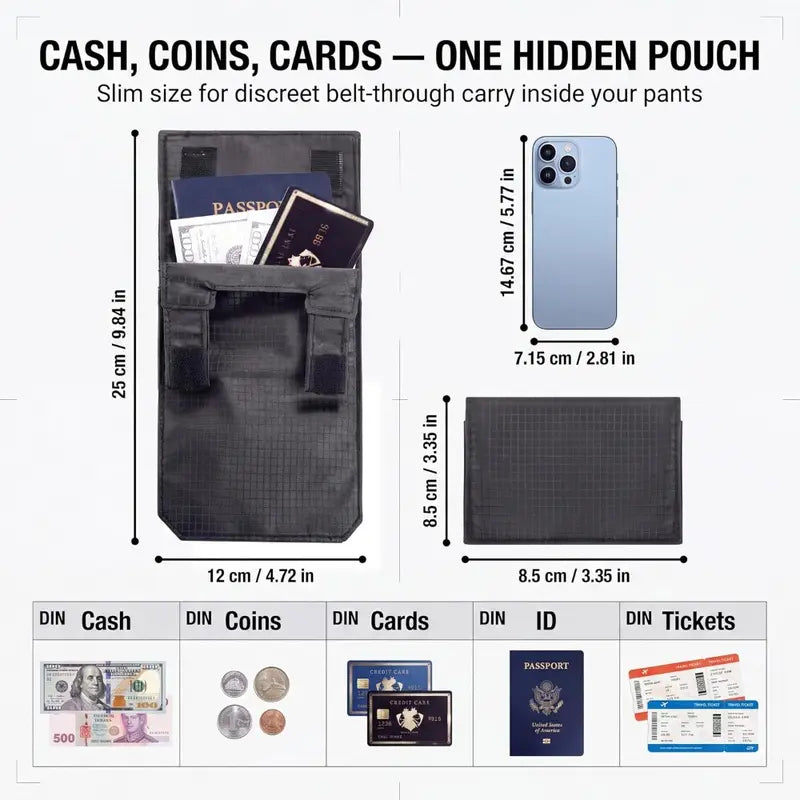 Anti-Theft Passport Pouch - Slim Hidden Storage for Safer Travel