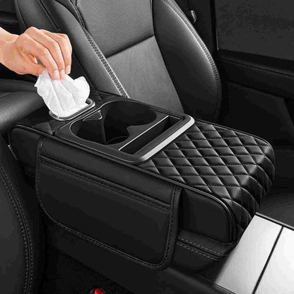 Multifunctional Nappa Leather Car Armrest Storage Pad - 2 Pack per Set