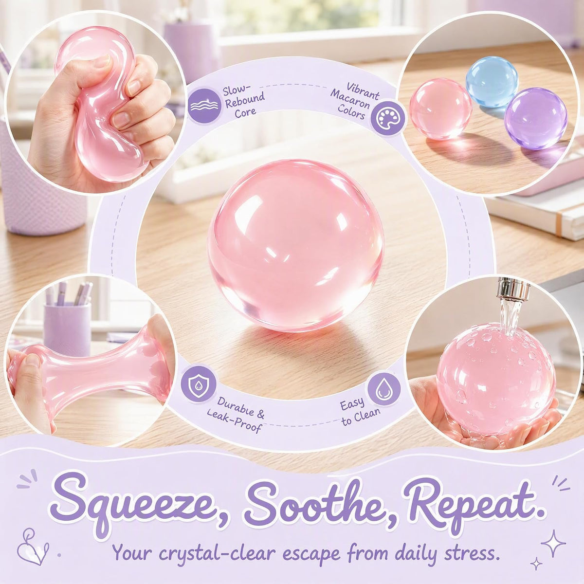 Slow-Rising Squishy Stress Balls - Soft Squeeze Toys For Satisfying Sensory Fun