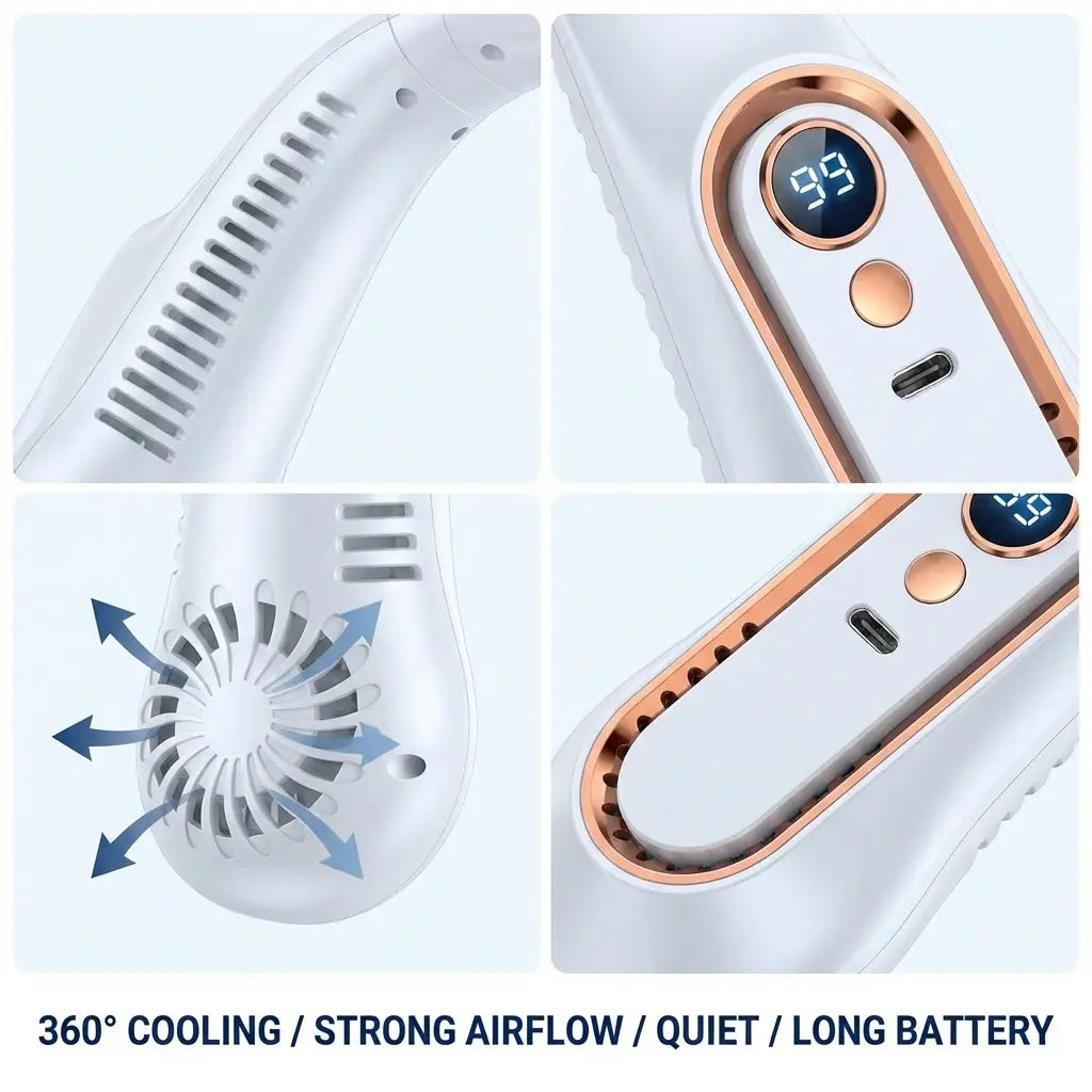 Portable Neck Fan - 5-Speed Hands-Free Cooling For Hot Days