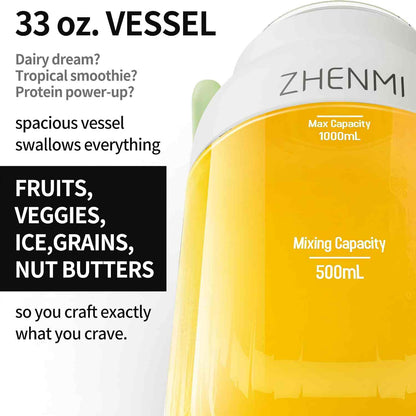 Cordless Blender – 33oz Two-Serving Capacity for Smoothies Anywhere