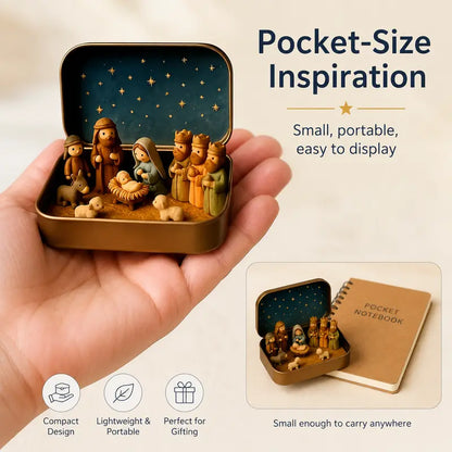 Pocket-Size Nativity Set – Tiny Storage Box For Christmas Display Anywhere