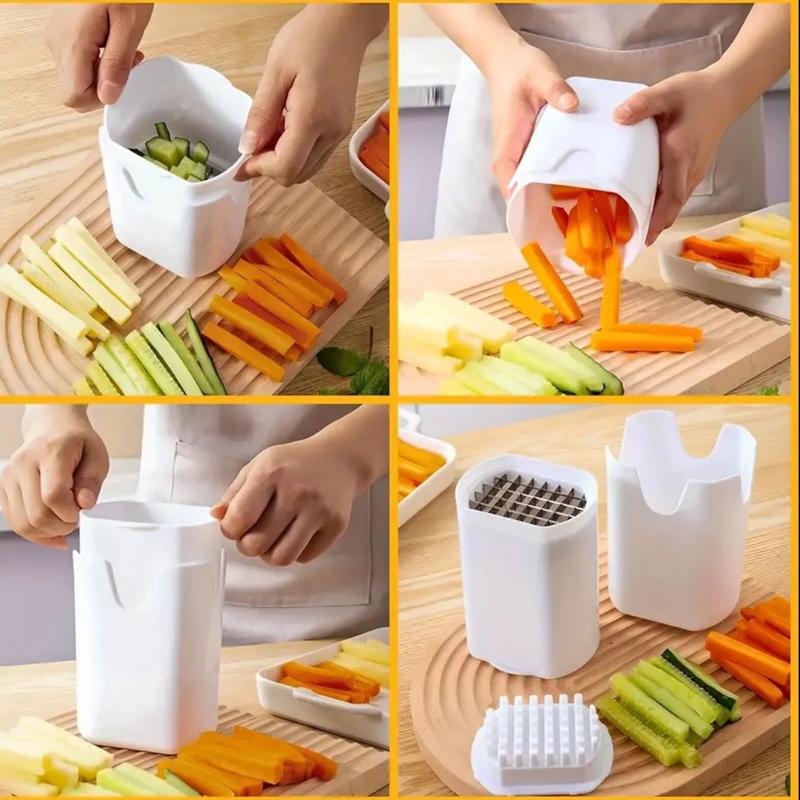 2-in-1 French Fry Cutter - Push-Down Grid Design For Perfect Homemade Fries