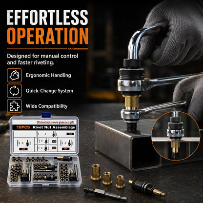 Heavy-Duty Hand Rivet Nut Tool Kit - Fast & Effortless Thread Fastening
