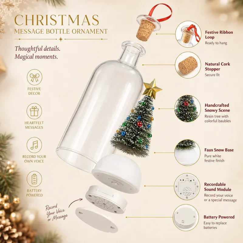 Recordable Christmas Message Bottle Ornament - Save Your Voice For A Meaningful Holiday Keepsake