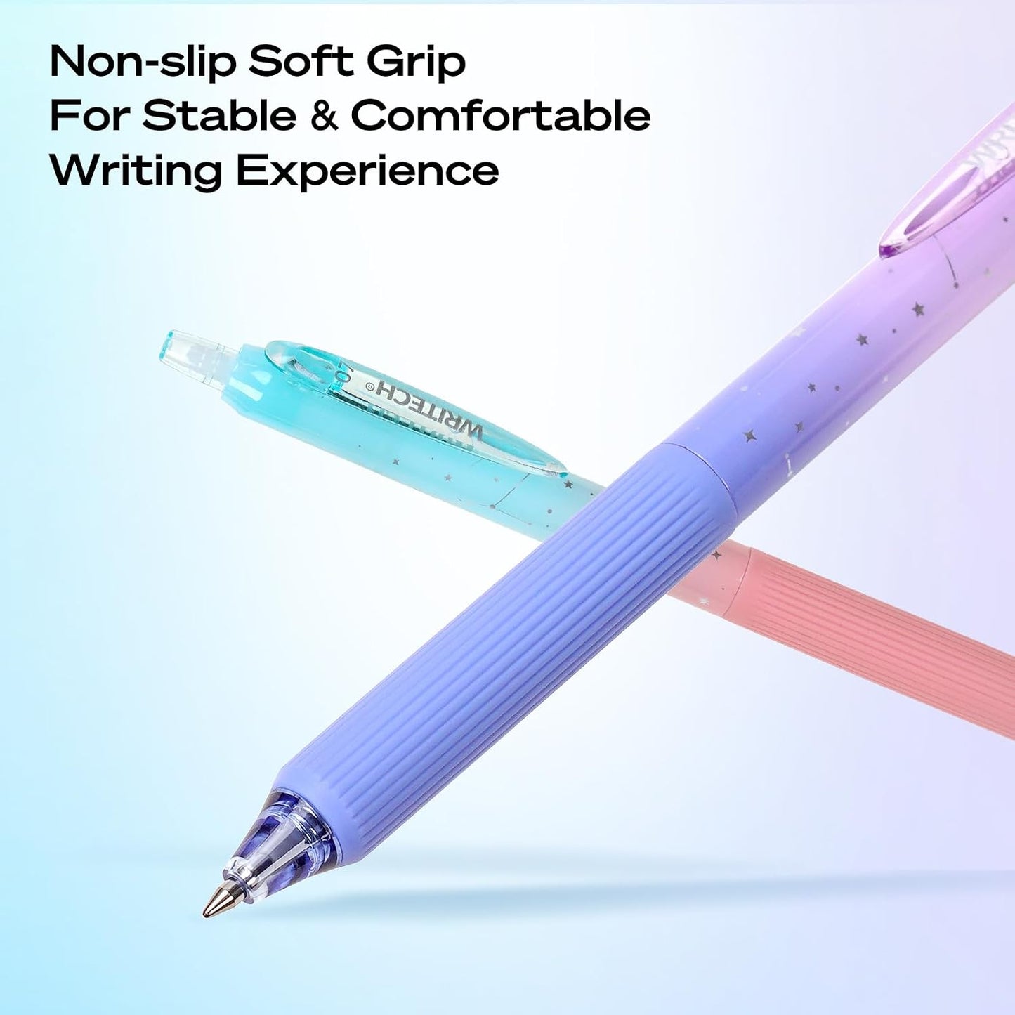 Silent Click Quick-Dry Gel Pens (0.7mm Medium Point, Black Ink)