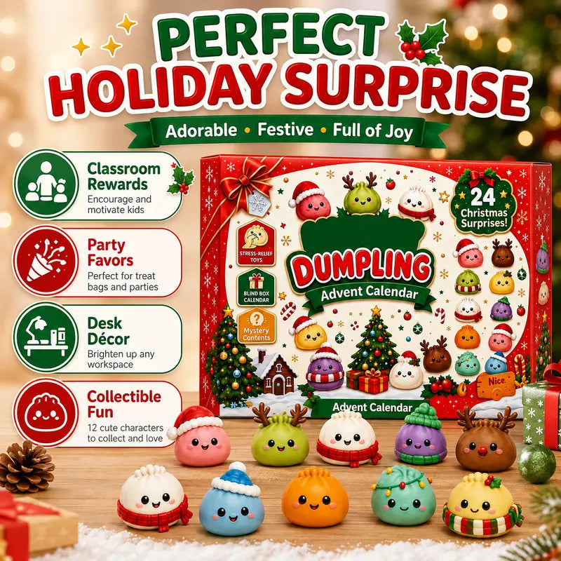 Dumpling Squishy Advent Calendar - 24 Mystery Surprises for a Fun Christmas Countdown