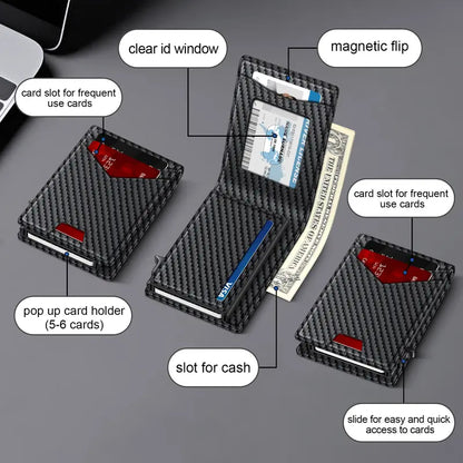 Slim RFID Pop-Up Minimalist Leather Wallet for Men