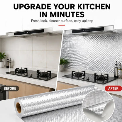 Aluminum Foil Kitchen Film - Peel-and-Stick Protection For Easier Grease Cleanup