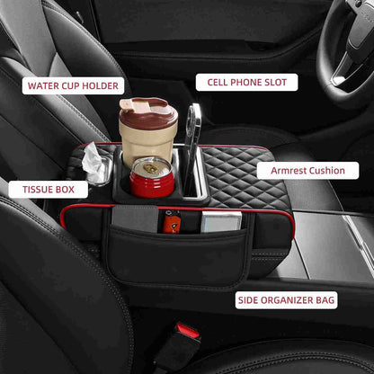 Multifunctional Nappa Leather Car Armrest Storage Pad - 2 Pack per Set