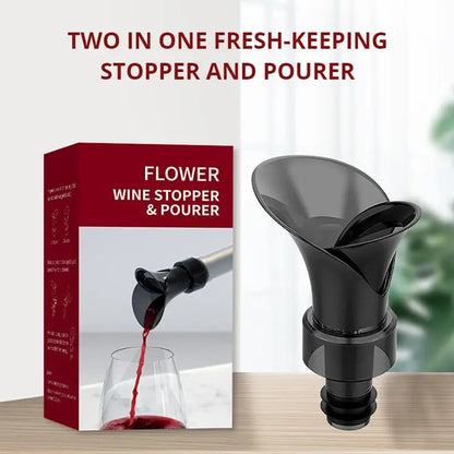 2-in-1 Petal Wine Pourer & Airtight Stopper - No Drips, Instant Freshness