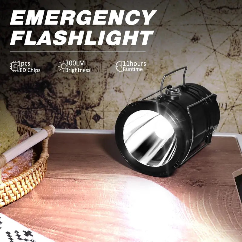 Ultra-Bright Solar Rechargeable LED Camping Lantern & Flashlight