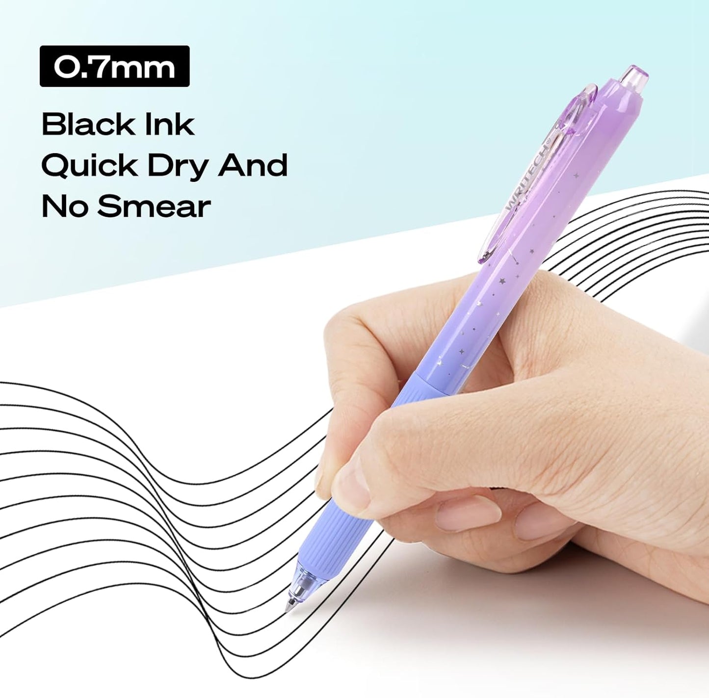 Silent Click Quick-Dry Gel Pens (0.7mm Medium Point, Black Ink)