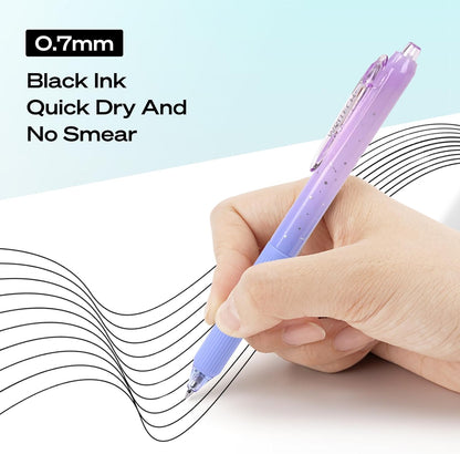 Silent Click Quick-Dry Gel Pens (0.7mm Medium Point, Black Ink)