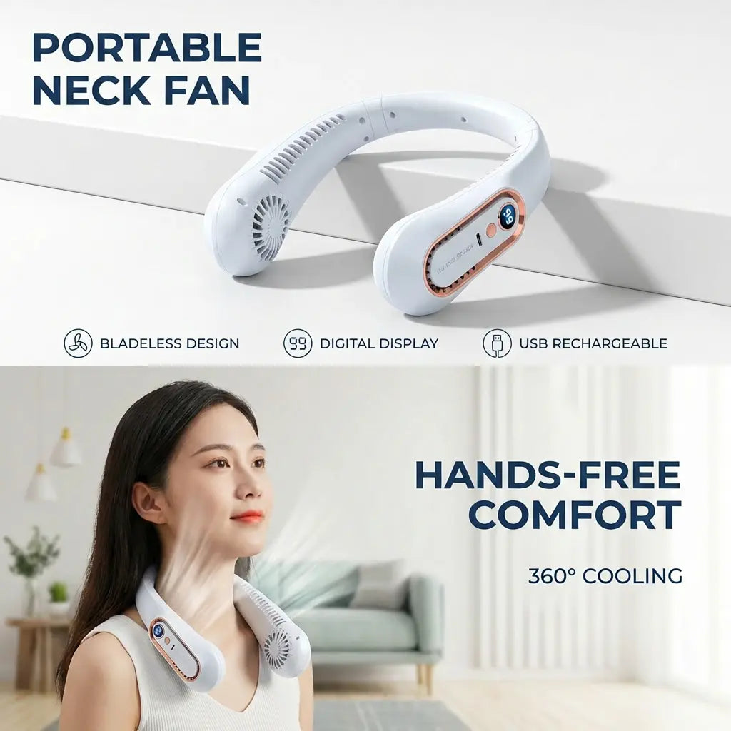 Portable Neck Fan - 5-Speed Hands-Free Cooling For Hot Days