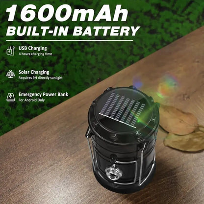 Ultra-Bright Solar Rechargeable LED Camping Lantern & Flashlight