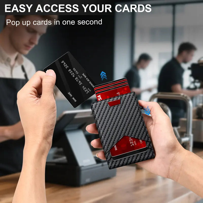 Slim RFID Pop-Up Minimalist Leather Wallet for Men