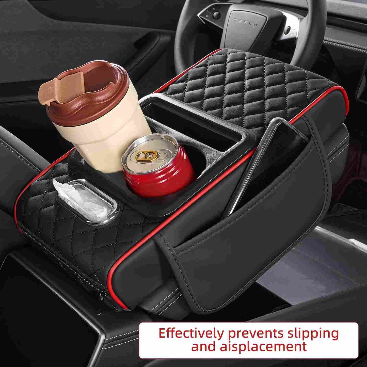 Multifunctional Nappa Leather Car Armrest Storage Pad - 2 Pack per Set