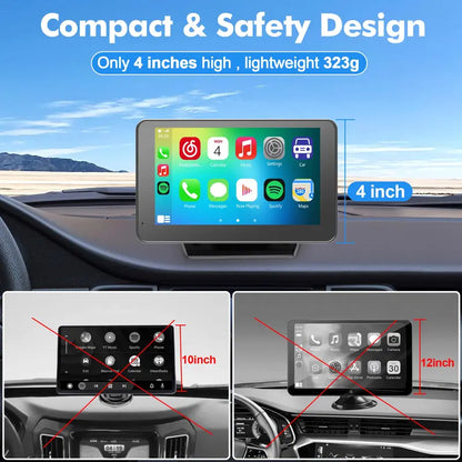 Instant Wireless CarPlay & Android Auto Touchscreen – Plug & Play Smart Car Display