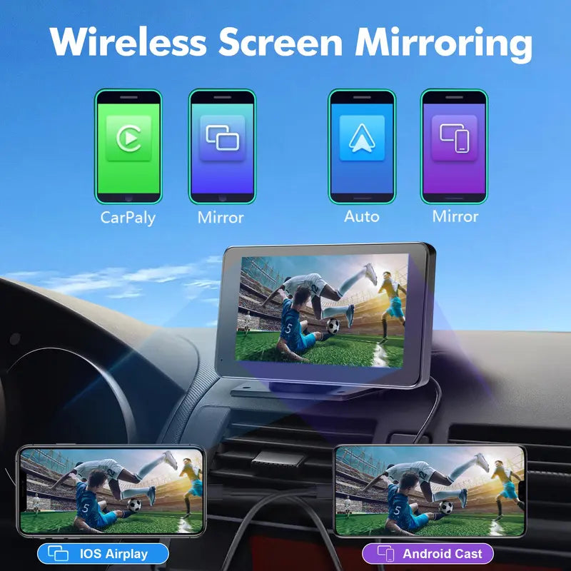 Instant Wireless CarPlay & Android Auto Touchscreen – Plug & Play Smart Car Display