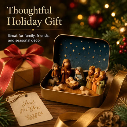 Pocket-Size Nativity Set – Tiny Storage Box For Christmas Display Anywhere