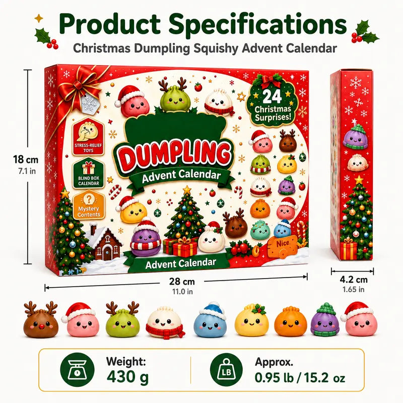 Dumpling Squishy Advent Calendar - 24 Mystery Surprises for a Fun Christmas Countdown